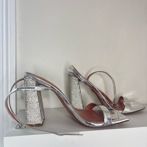 ASOS Silver Rhinestone Block Heel Sandals - Women